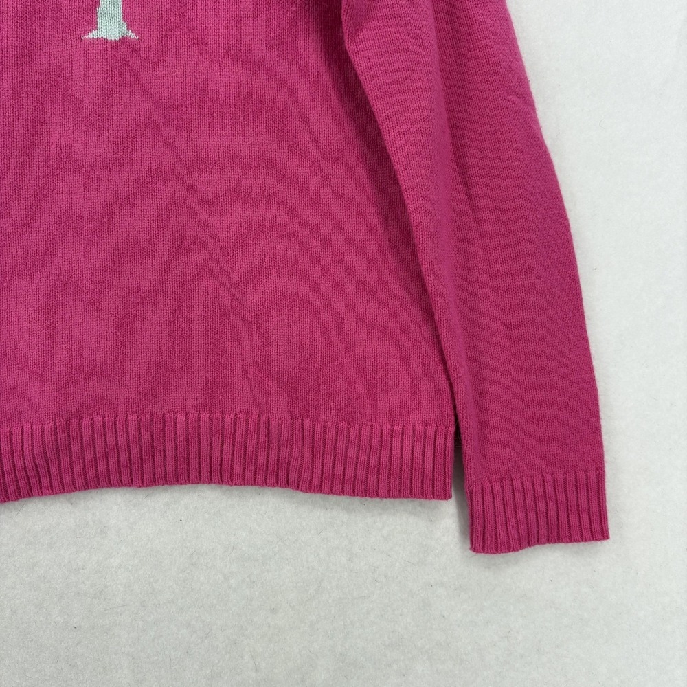 Vineyard Vines Sweater Womens Medium Pink Cashmere Blend Palm Moon Knit Graphic - Picture 3 of 11
